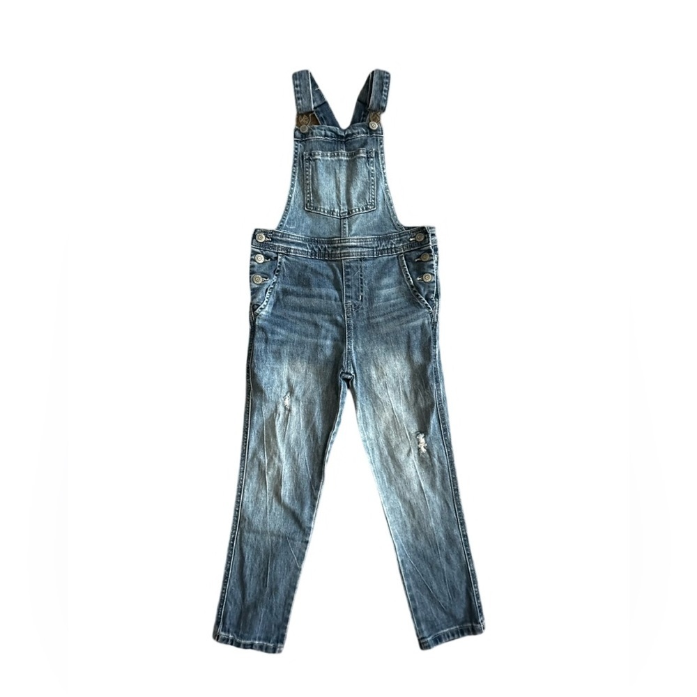 COPY - Cat & Jack DISTRESSED STRAIGHT OVERALL Blue Jean Denim Girls YOUTH Size …